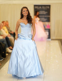 Vala satin prom dress ballgown by Tiffanys in royal, green, red, baby blue