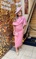 Kevan Jon Nancy cape pencil dress in rose pink