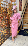 Kevan Jon Nancy cape pencil dress in rose pink