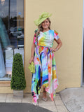Kevan Jon Emilia pleat knee dress in rainbow