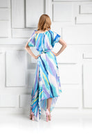 Kevan Jon Mila drape dress in watercolour satin