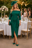 Emerald Bardot ruched waist detail midi dress by Red and Royal
