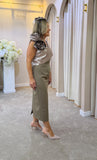 Kris Bardot knee dress with overskirt in mocha by Kevan Jon