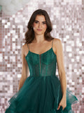 Aksana  by Tiffany’s tulle layered prom dress ballgown 4 colours latte, navy, dark green, baby blue