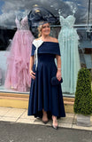 Kevan Jon Kristina skater flare dress in navy and ivory