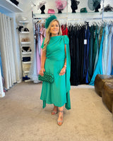 Kevan Jon Didi drape dress in Emerald green