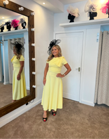 Kate Bow shoulder tea length yellow dress