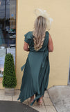 Kevan Jon Emilia pleat knee dress in khaki