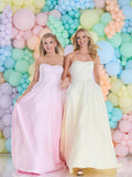 Fiorella satin pearl prom dress ballgown by Tiffanys Prom