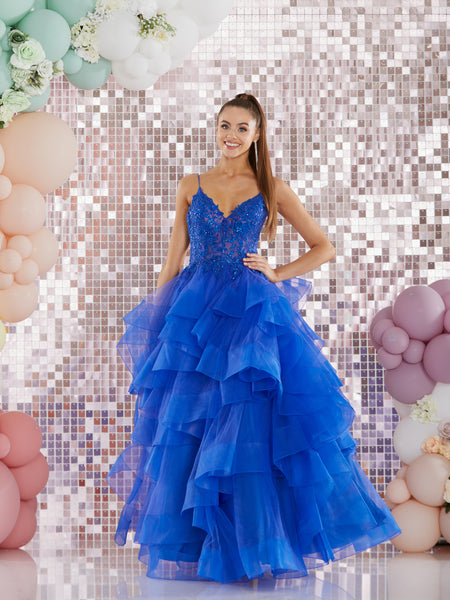 Bellatrix by Tiffanys ruffle prom dress ballgown pink, baby blue, roya Deja Elite Boutique Bellatrix by Tiffanys ruffle prom dress ballgown pink, baby blue, roya Deja Elite Boutique
