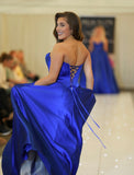 Vala satin prom dress ballgown by Tiffanys in royal, green, red, baby blue