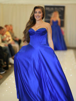 Vala satin prom dress ballgown by Tiffanys in royal, green, red, baby blue