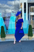 Kevan Jon Koran pleat knee midi dress in cobalt blue