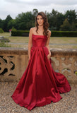 Gina satin prom dress ballgown in wine, butter yellow, emerald and sage