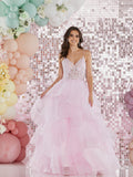 Bellatrix by Tiffanys ruffle prom  dress ballgown pink, baby blue, royal, black