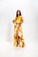 Kevan Jon Emilia pleat dress in yellow multi