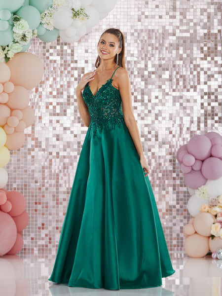 Hayden by Tiffany's satin prom dress ballgown 2 colours dark green, ro Deja Elite Boutique Hayden by Tiffany's satin prom dress ballgown 2 colours dark green, ro Deja Elite Boutique