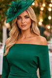 Emerald Bardot ruched waist detail midi dress by Red and Royal