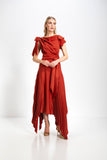 Kevan Jon Emilia pleat dress in rust