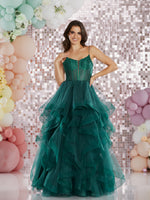 Aksana  by Tiffany’s tulle layered prom dress ballgown 4 colours latte, navy, dark green, baby blue