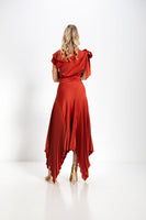 Kevan Jon Emilia pleat dress in rust