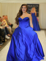 Vala satin prom dress ballgown by Tiffanys in royal, green, red, baby blue