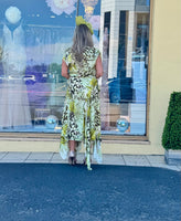 Kevan Jon Elodie frill dress in lime print
