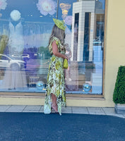 Kevan Jon Elodie frill dress in lime print