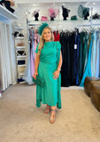 Kevan Jon Didi drape dress in Emerald green