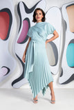 Kevan Jon Mila pleat dress in dusty blue