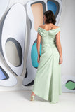 Kevan Jon Eugenia Bardot dip hem midi dress in mint green