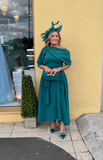 Lexi Bardot on off shoulder dip hemline midi skater dress teal