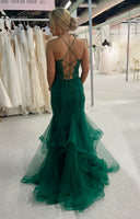 Lulu green diamanté fishtail prom dress
