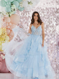 Bellatrix by Tiffanys ruffle prom  dress ballgown pink, baby blue, royal, black