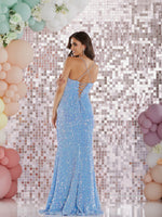 Bay by Tiffanys sequin corset prom dress light blue and navy