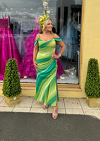 bardot green ombre dress Bardot Aurelia Ombre Off-Shoulder Maxi Dress