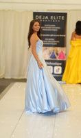 Vala satin prom dress ballgown by Tiffanys in royal, green, red, baby blue