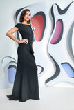 Kevan Jon Hali Bardot ballgown dress in black & ivory