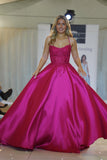 Aaden by Tiffany’s satin prom dress ballgown 3 colours cherry, fuchsia, navy