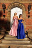 Bonnie bow Diamante satin prom dress Ballgown in pink and royal blue