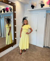 Kate Bow shoulder tea length yellow dress