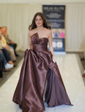 Sloane satin ballgown prom dress in espresso