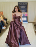 Sloane satin ballgown prom dress in espresso
