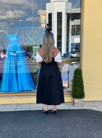 Bonita Bow Bardot skater midi dress in black, ivory