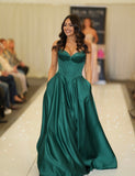 Vala satin prom dress ballgown by Tiffanys in royal, green, red, baby blue