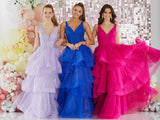 Kass by Tiffany’s tulle layered prom dress ballgown 3 colours fuchsia, lilac, royal