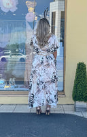 Kevan Jon Denver drape dress in nude print