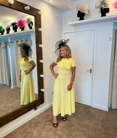 Kate Bow shoulder tea length yellow dress