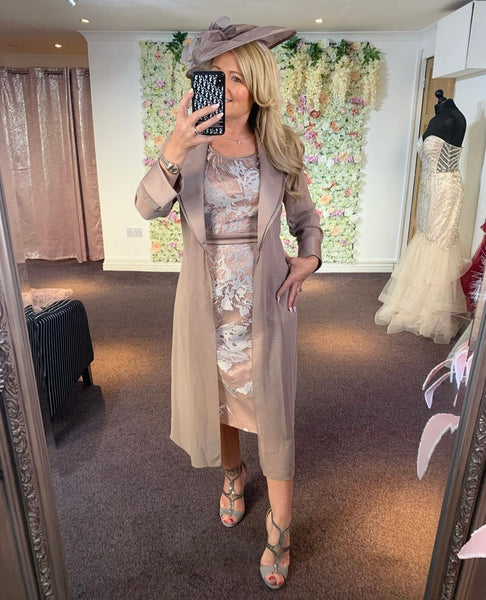 chiffon dress and jacket set uk Coral Julianna Lace Dress & Chiffon Jacket