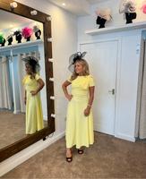Kate Bow shoulder tea length yellow dress
